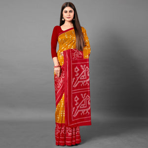 Mustard Casual Wear Dotted Art Silk Saree - Peachmode