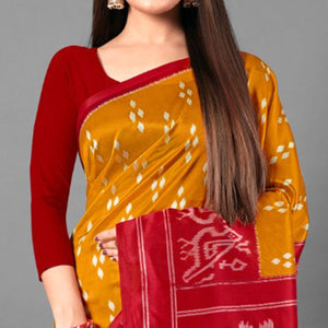 Mustard Casual Wear Dotted Art Silk Saree - Peachmode