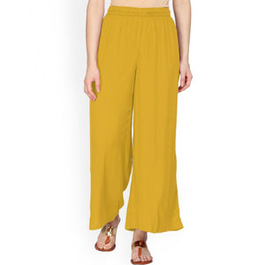 Mustard Yellow Colored Casual Wear Rayon Palazzo - Peachmode