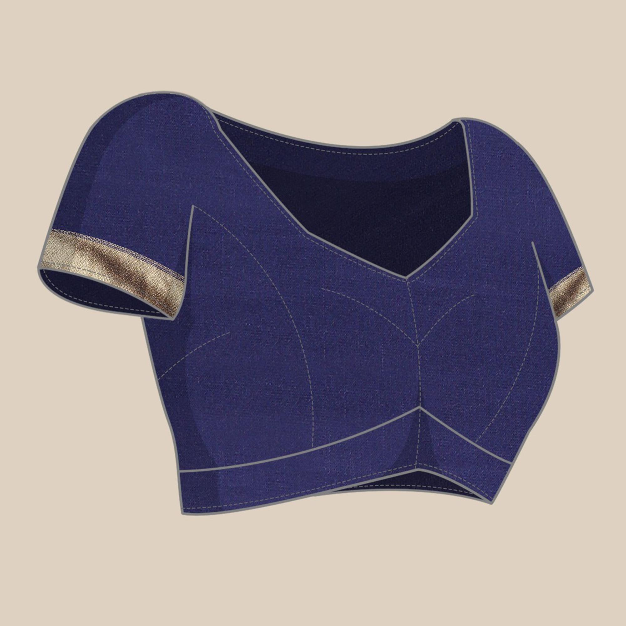 Navy Blue Festive Wear Woven Kanjivaram Silk Saree - Peachmode