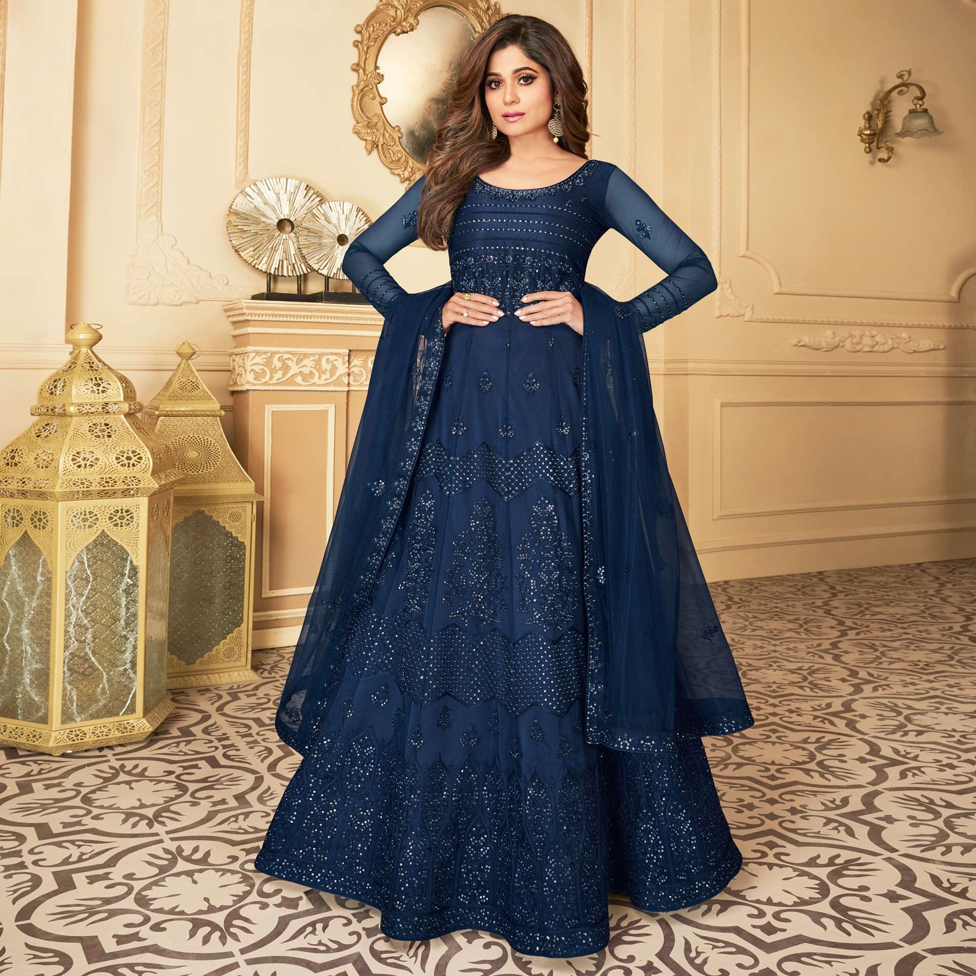 Party Wear Peachmode Suits Online Chanderi Embroidered Peach Mode