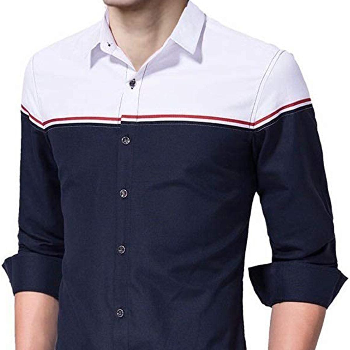 Navy Blue Solid Pure Cotton Shirt - Peachmode