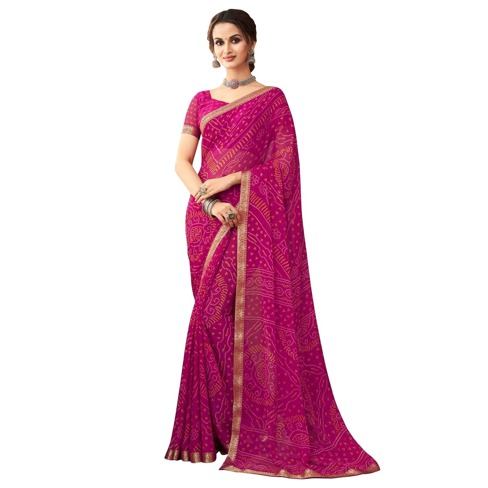 Off White Black And Pink Saree - Pack Of 2 - Peachmode