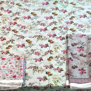 Off-White Casual Wear Floral Printed Pashmina Dress Material - Peachmode