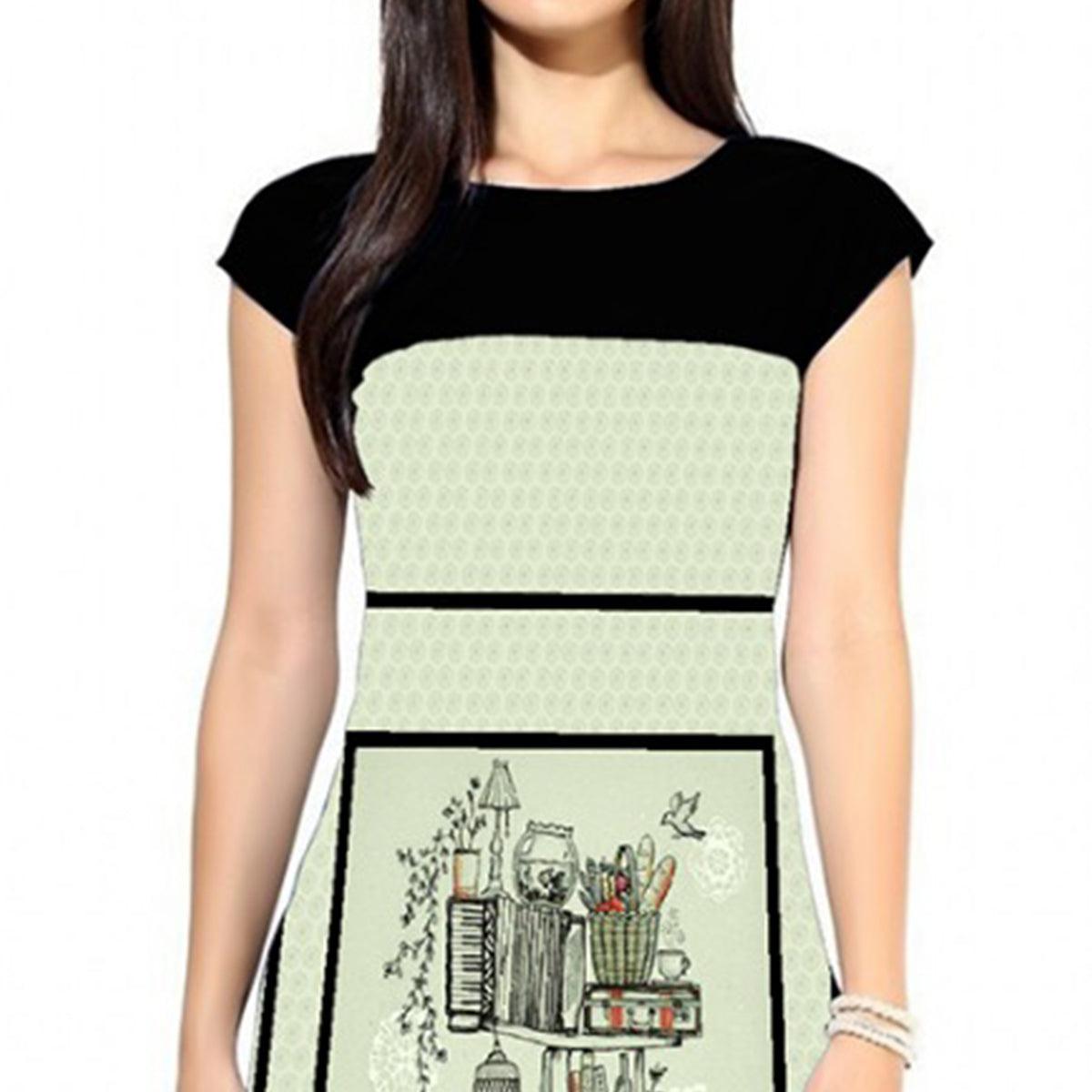 Off White Digital Printed Crepe Kurti - Peachmode