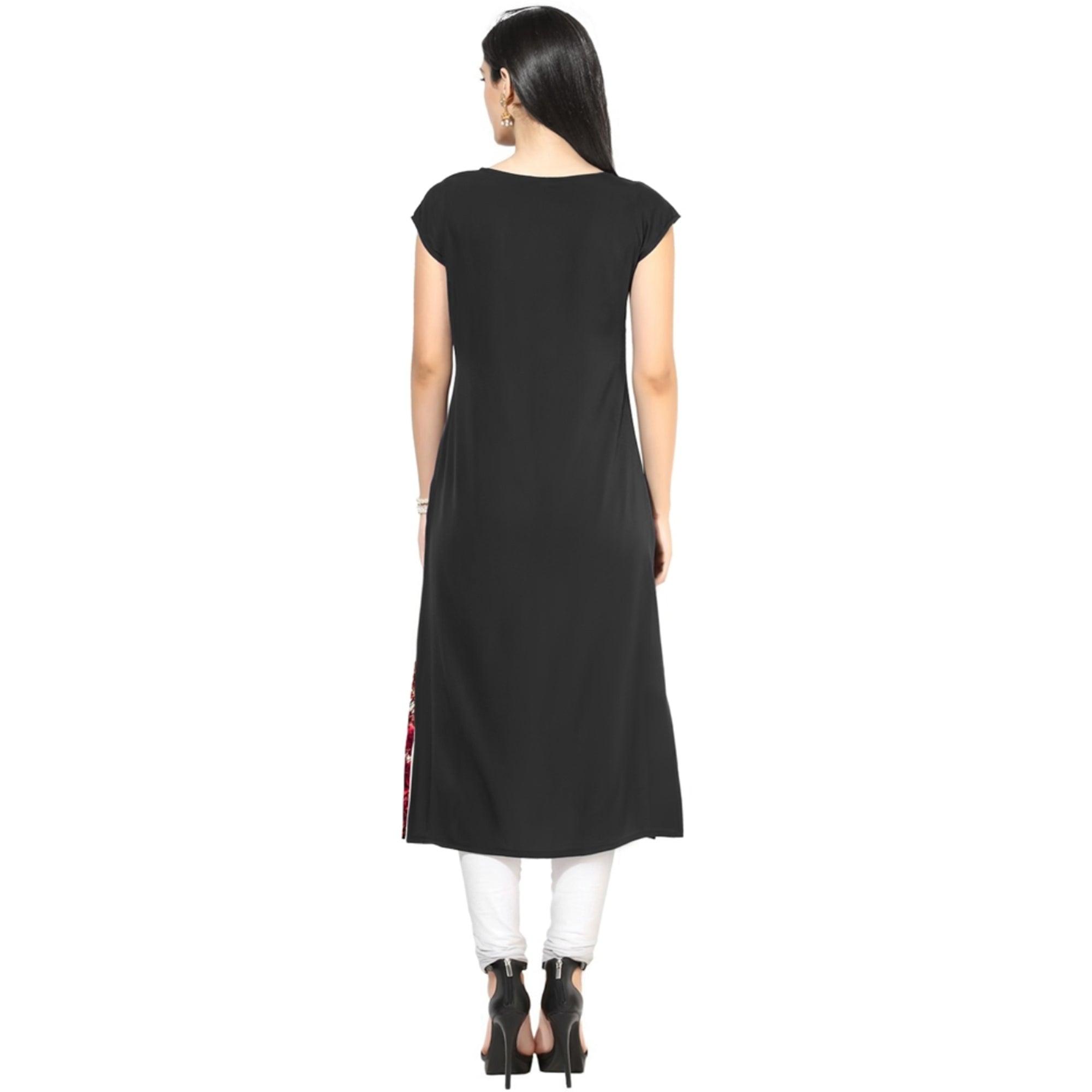 Off White Digital Printed Crepe Kurti - Peachmode