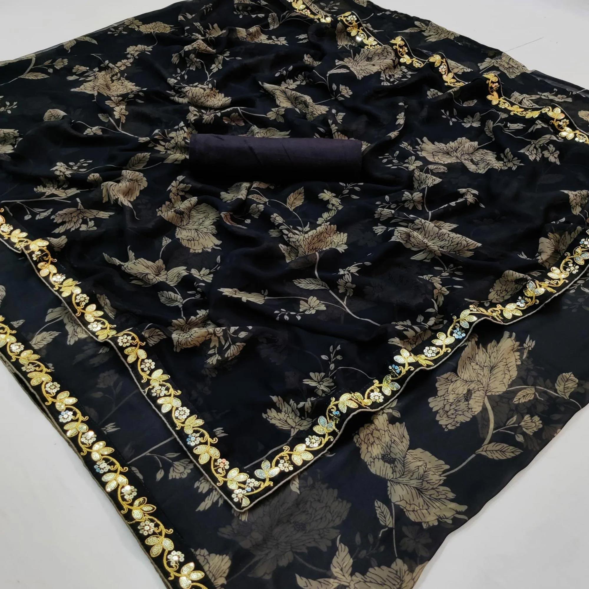 Offwhite And Black Saree - Pack Of 2 - Peachmode