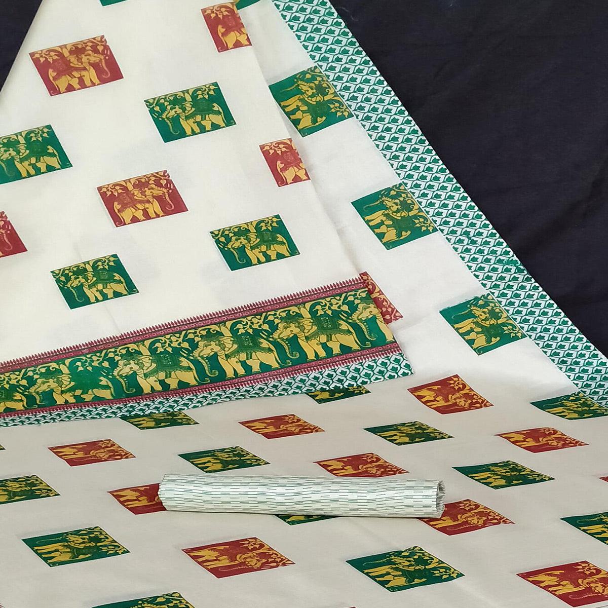 Offwhite Colored Casual Wear Digital Printed Jute Saree - Peachmode