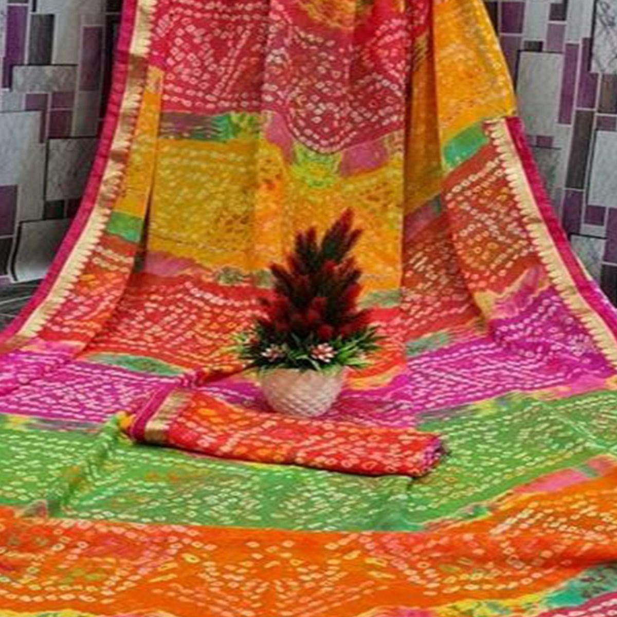 Opulent Multicolor Coloured Casual Wear Printed Georgette Saree - Peachmode