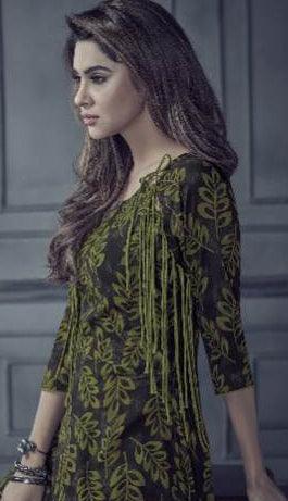 Opulent Olive Green Colored Designer Printed Rayon Kurti - Peachmode