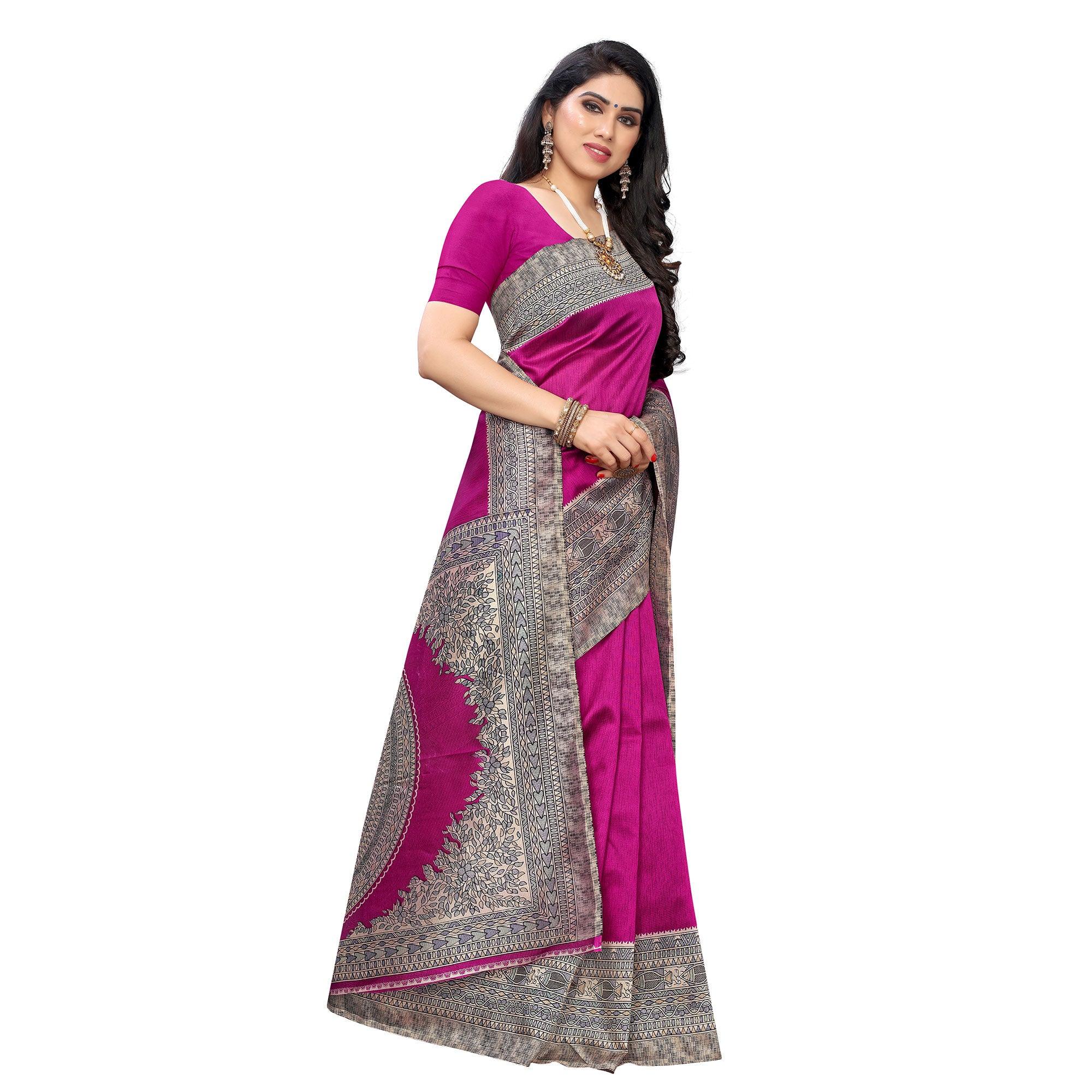 Opulent Pink Colored Festive Wear Printed Art Silk Saree - Peachmode
