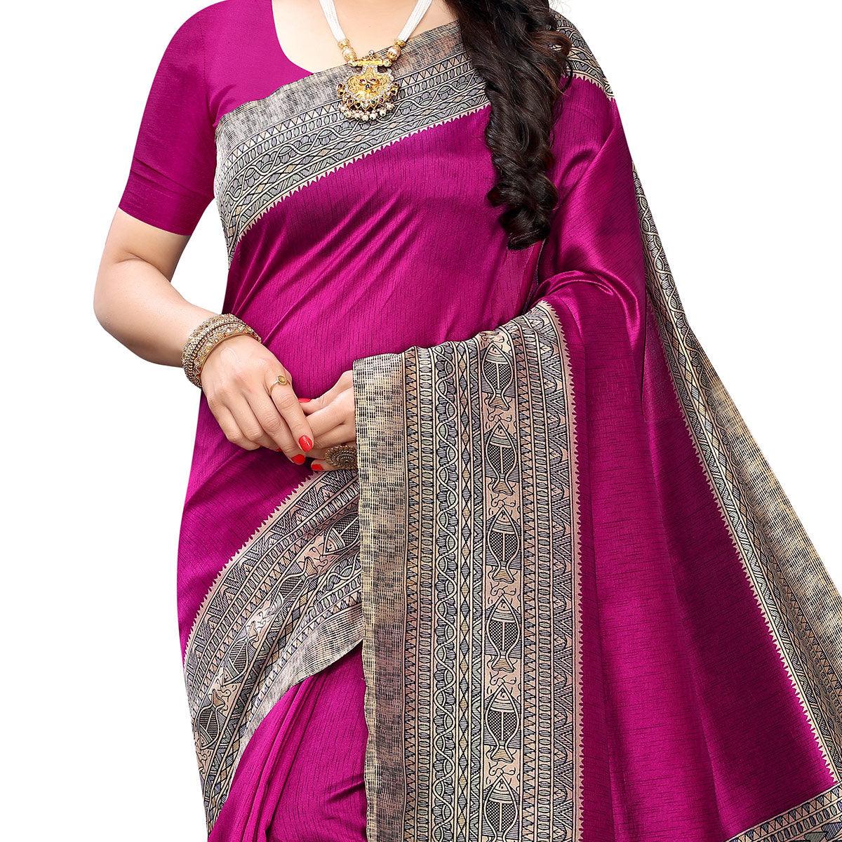 Opulent Pink Colored Festive Wear Printed Art Silk Saree - Peachmode