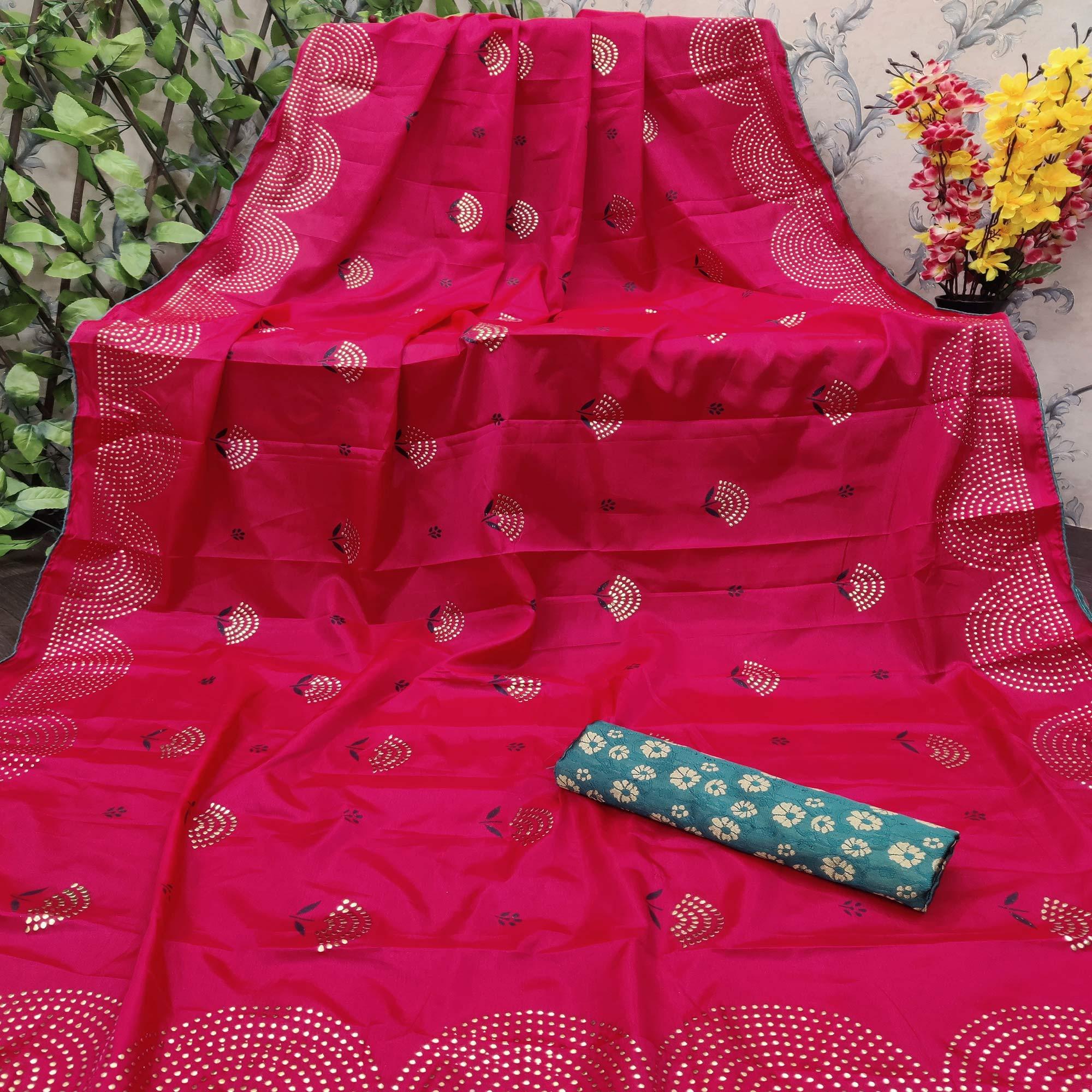 Opulent Red Colored Festive Wear Embellished Art Silk Saree - Peachmode