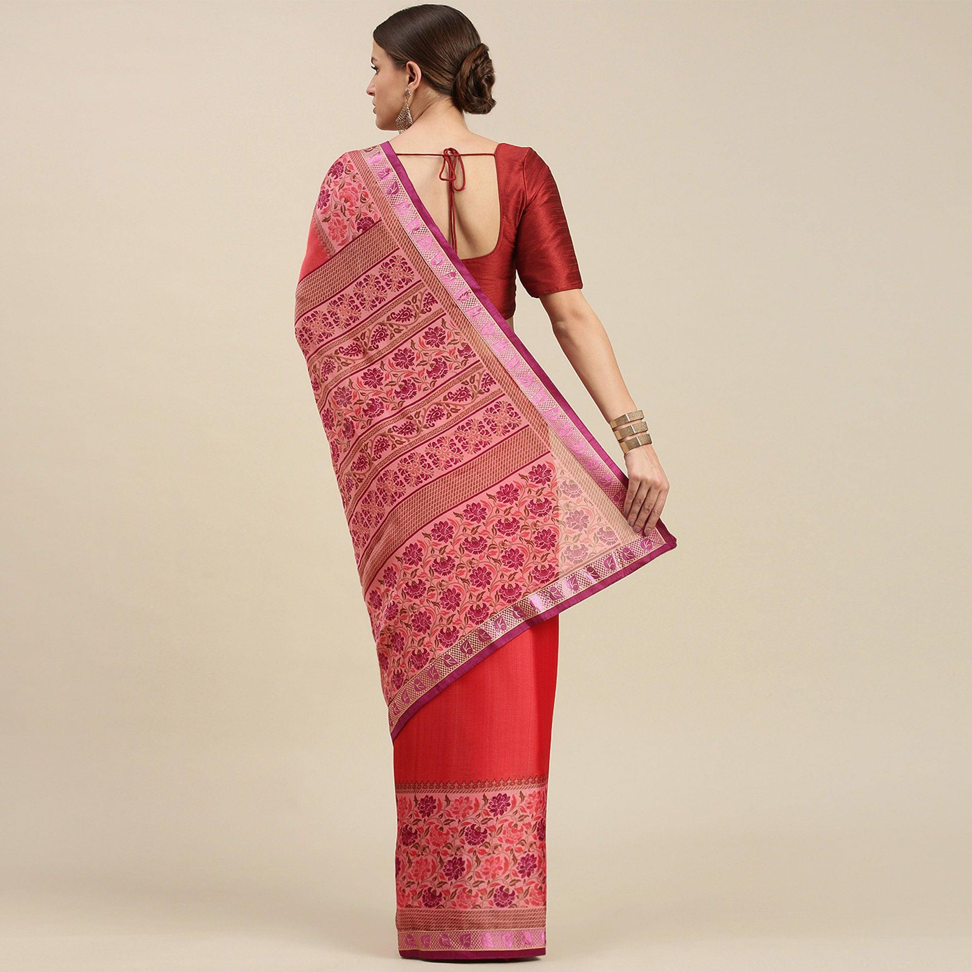 Opulent Red Colored Partywear Printed Rangoli Silk Saree - Peachmode