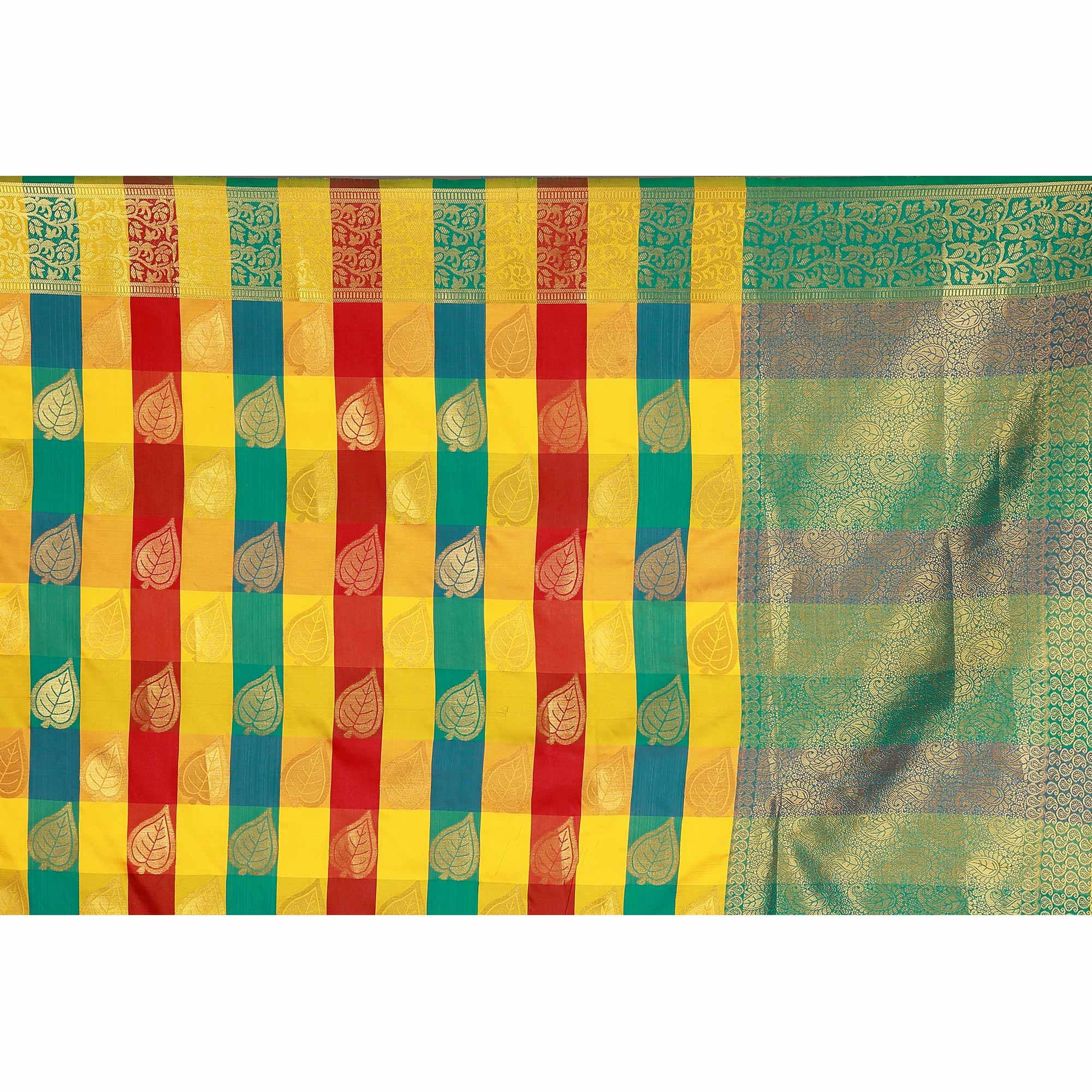 Opulent Yellow-Green Colored festive Wear Banarasi Silk Saree - Peachmode
