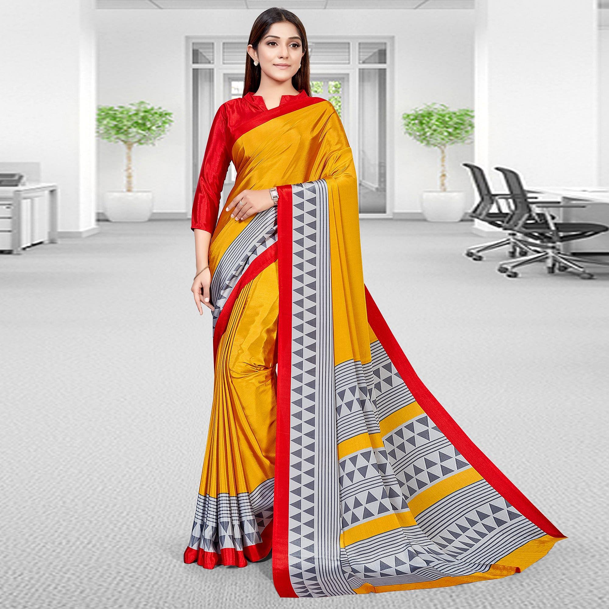 Orange Casual Wear Solid Silk Saree - Peachmode
