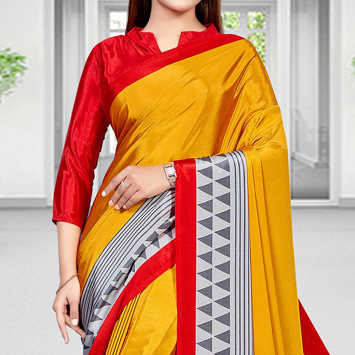 Orange Casual Wear Solid Silk Saree - Peachmode