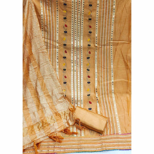 Orange Festive Wear Floral Sequecne Embroidered Chanderi Dress Material - Peachmode