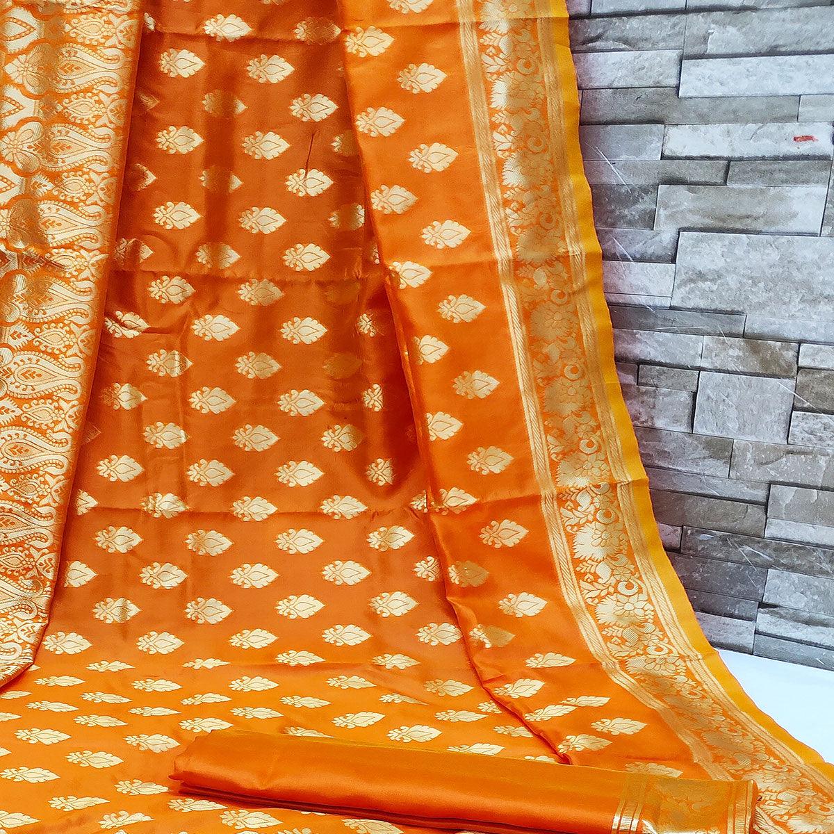 Orange Festive Wear Woven Art Silk Saree - Peachmode