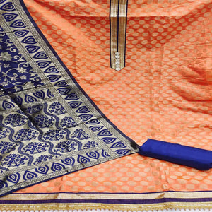 Orange Festive Wear Woven Chanderi Dress Material - Peachmode