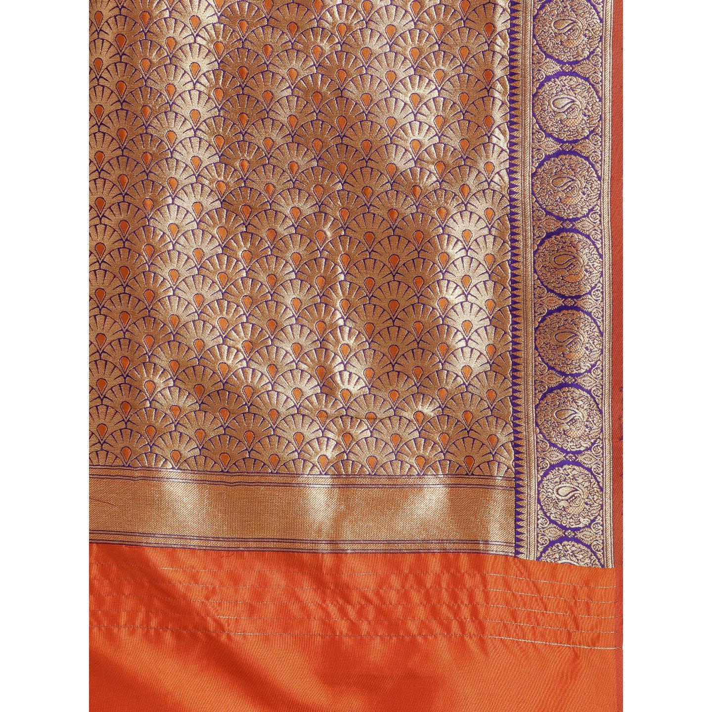 Orange Festive Wear Woven Kanjivaram Silk Saree - Peachmode