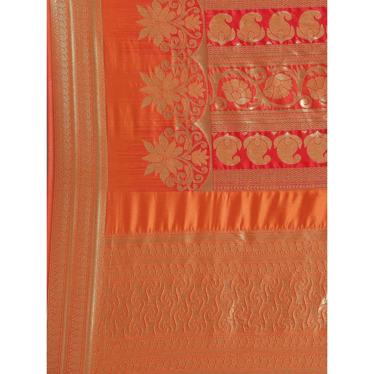 Orange Festive Wear Woven Kanjivaram Silk Saree - Peachmode