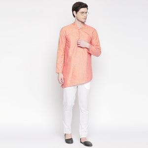 Orange Solid Pure Cotton Short Kurta - Peachmode