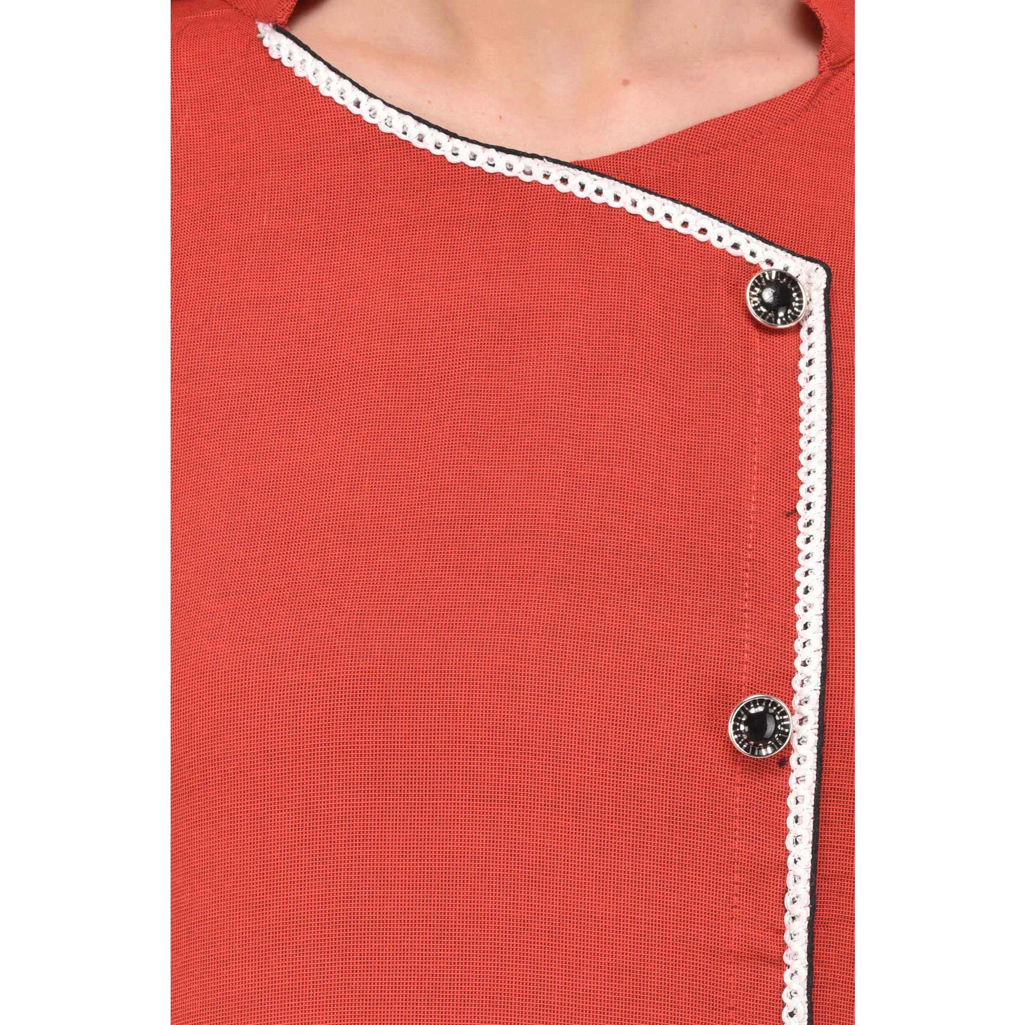 Orange Solid Rayon Kurti - Peachmode