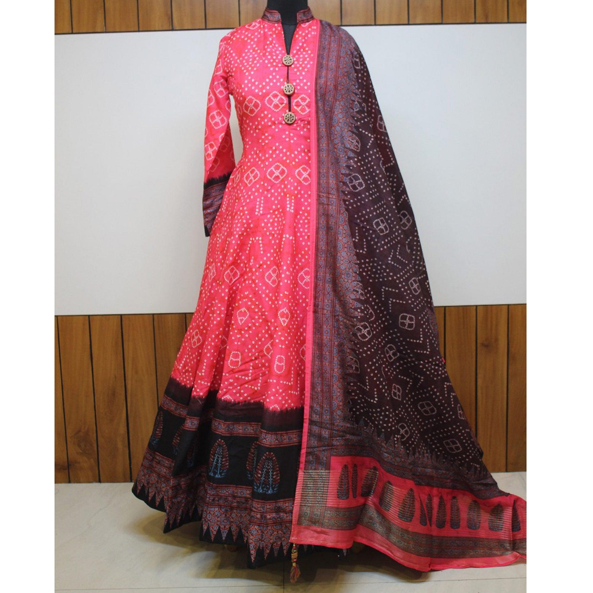 Partywear Multi -Color Digital Printed Killer Silk anarkali Suit - Peachmode