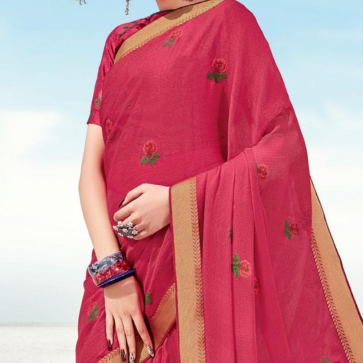 Peach  Casual Wear Printed Chiffon Saree - Peachmode