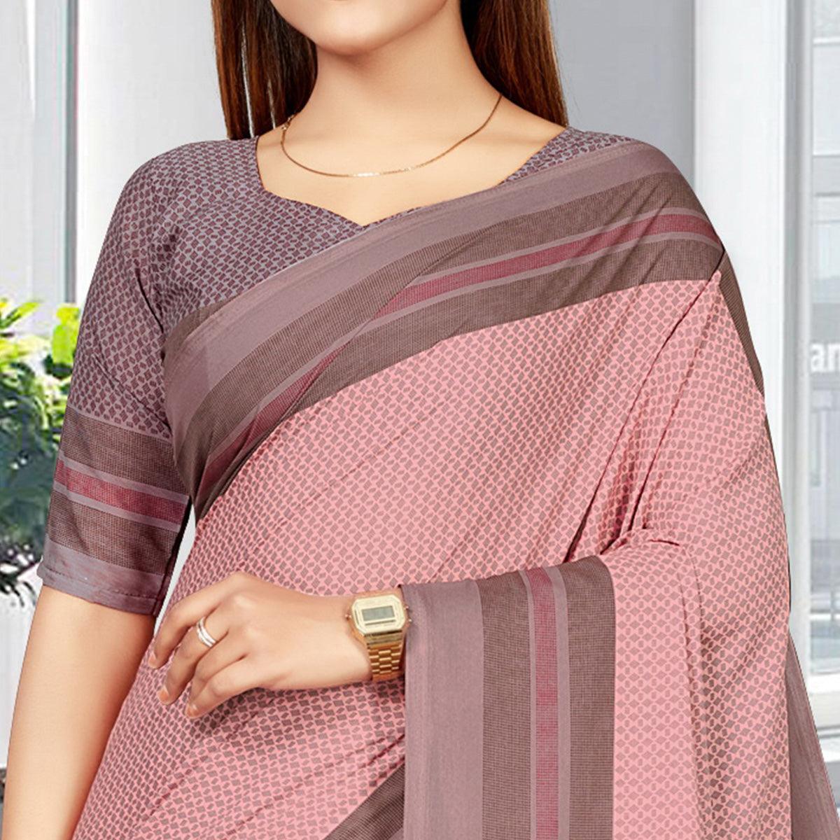 Peach Casual Wear Printed Crepe Saree - Peachmode