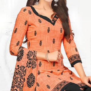 Peach Casual Wear Printed Leon Patiala Dress Material - Peachmode