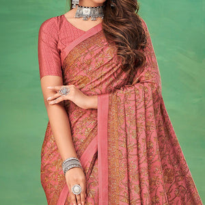Peach Casual Wear Printed Silk Saree - Peachmode