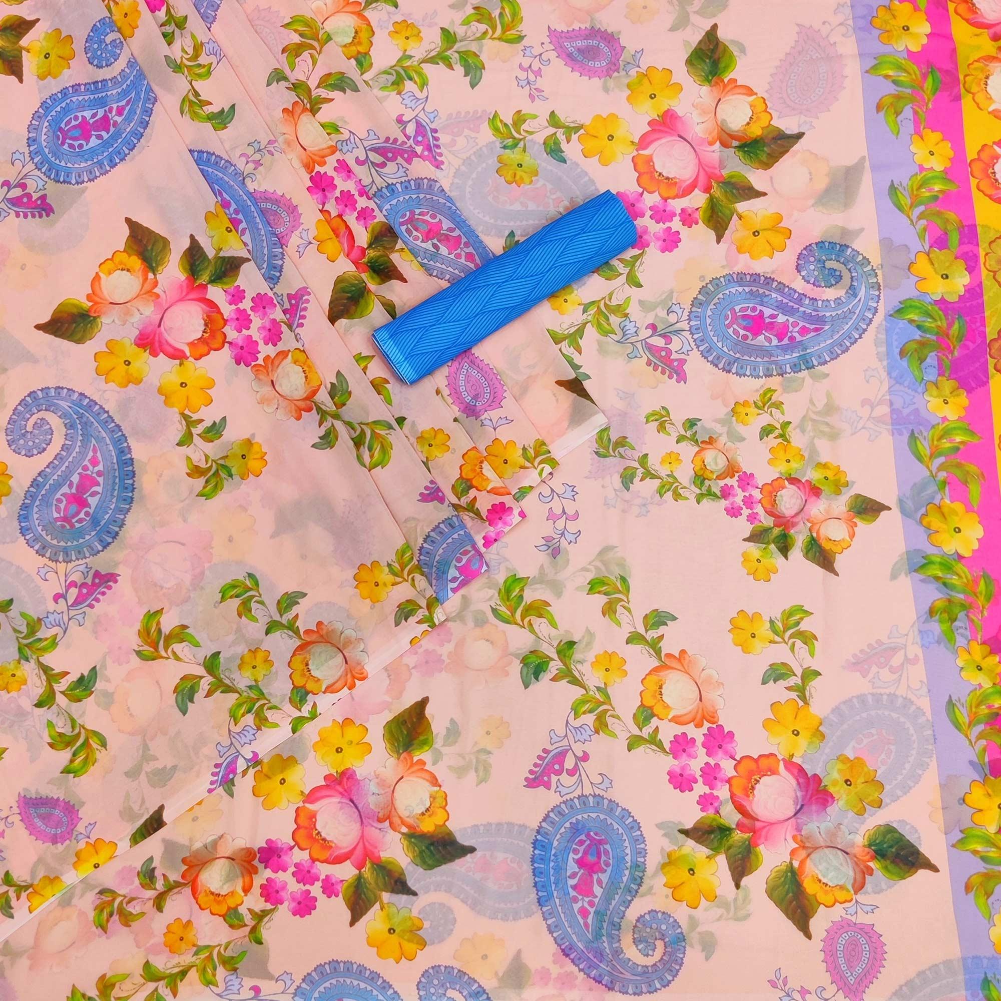 Peach Digital Printed Georgette Saree - Peachmode