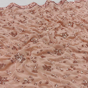Peach Embellished With Embroidered Georgette Saree - Peachmode
