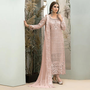 Peach Embroidered Georgette Pakistani Suit - Peachmode