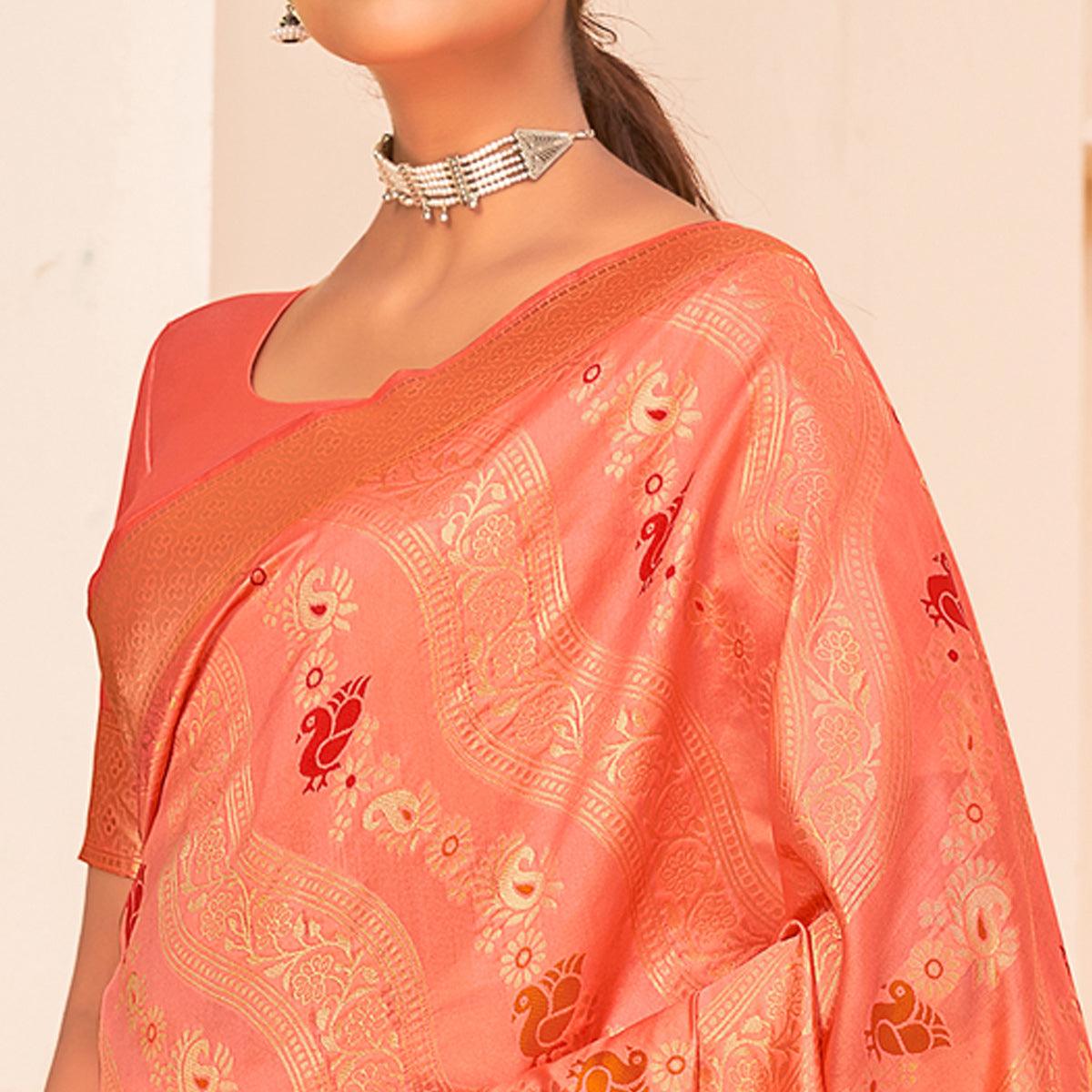 Peach Festive Wear Banarasi with Patola Woven Banarasi Silk saree - Peachmode