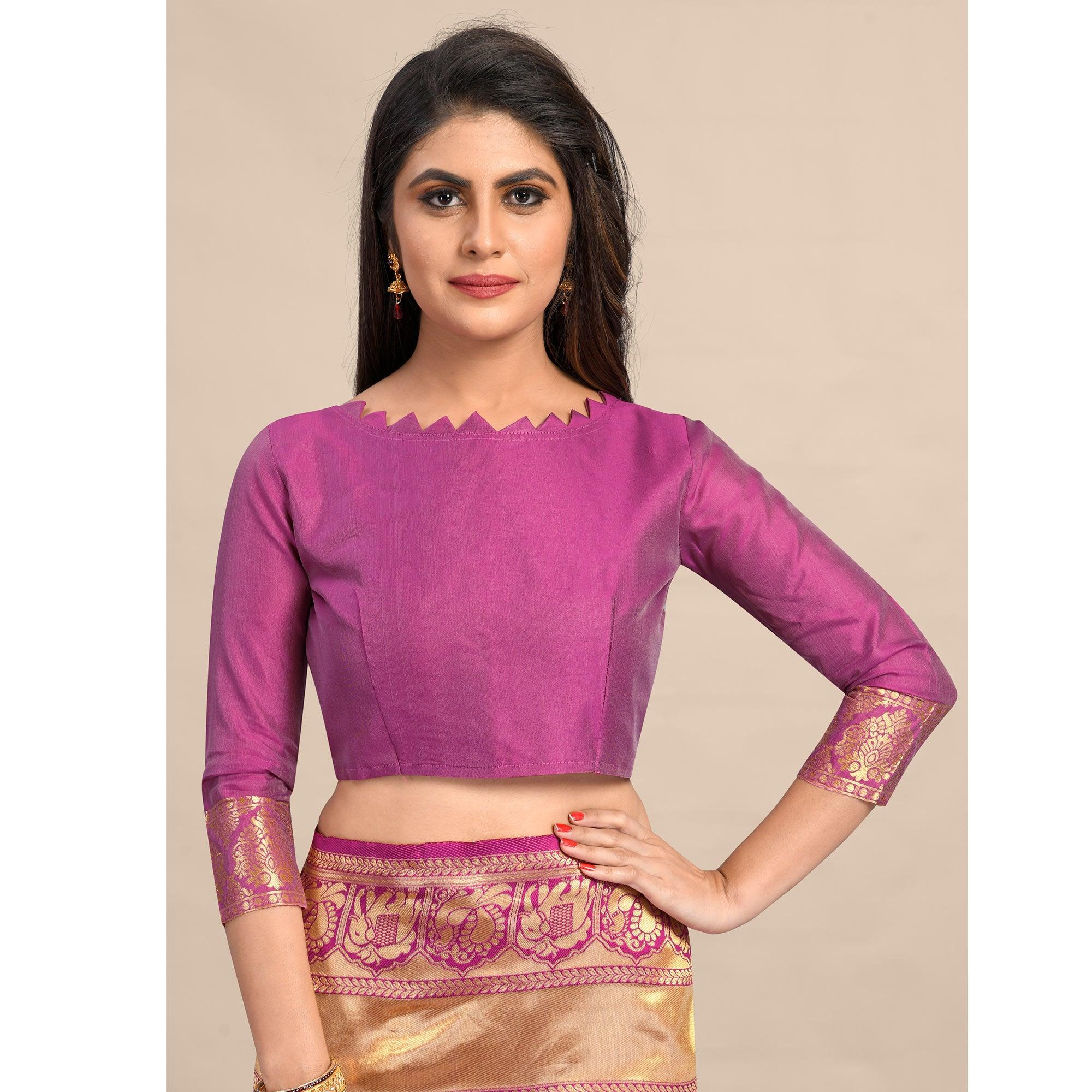 Peach Festive Wear Rich Woven Border Soft Banarasi Silk Saree - Peachmode