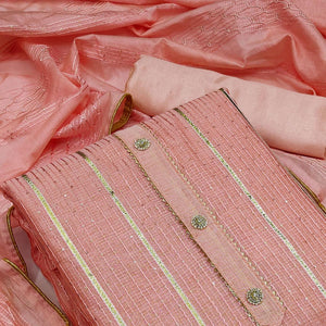 Peach Festive Wear Sequence Embroidered Modal Dress Material - Peachmode