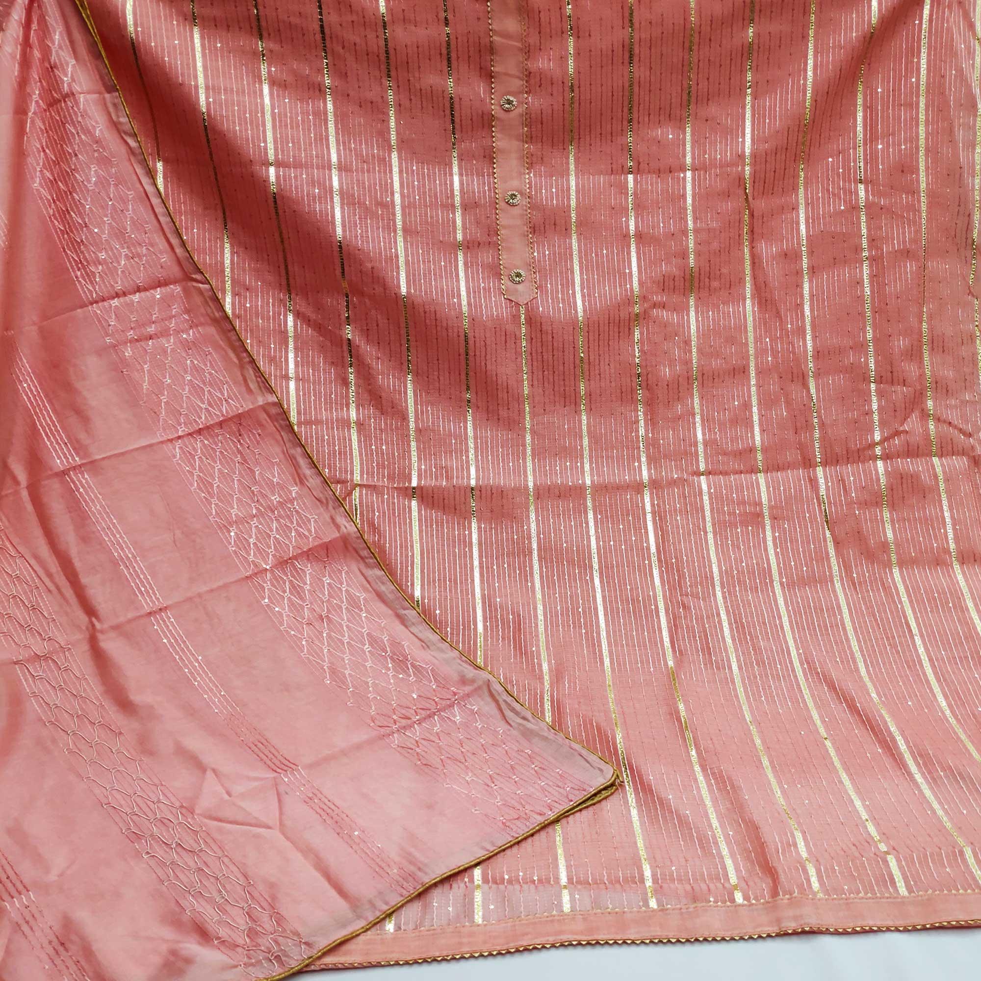 Peach Festive Wear Sequence Embroidered Modal Dress Material - Peachmode
