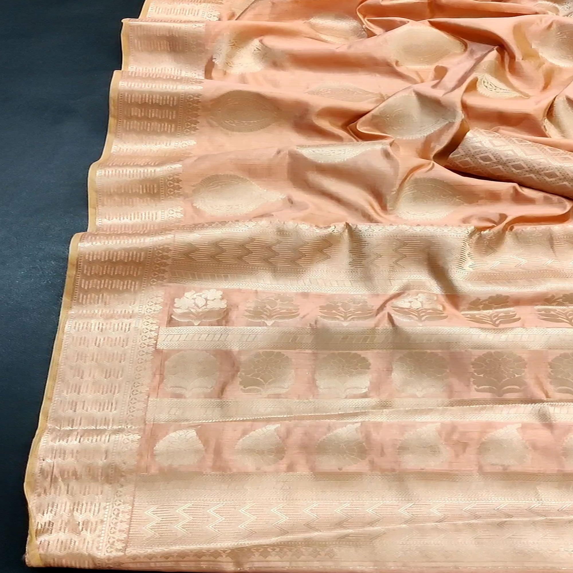 Peach Festive Wear Soft Jari Woven Art Silk Saree - Peachmode