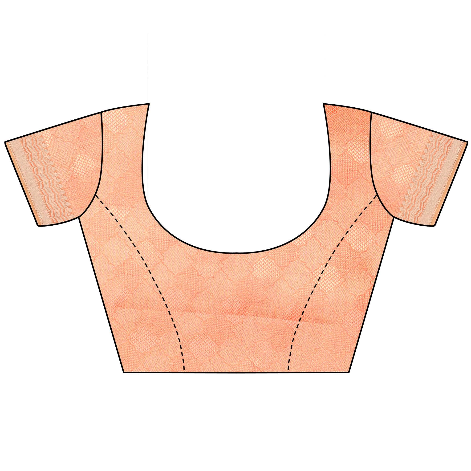 Peach Festive Wear Woven Art Silk Saree - Peachmode