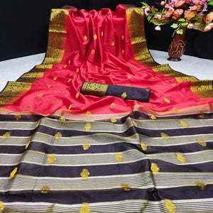 Peach Festive Wear Woven Cotton Silk Saree - Peachmode