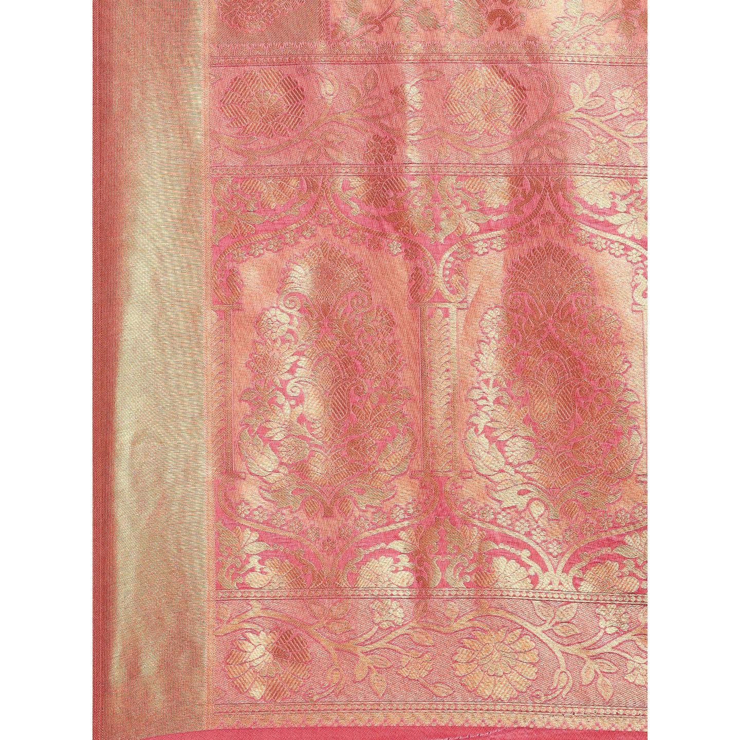 Peach Festive Wear Woven Kanjivaram Silk Saree - Peachmode