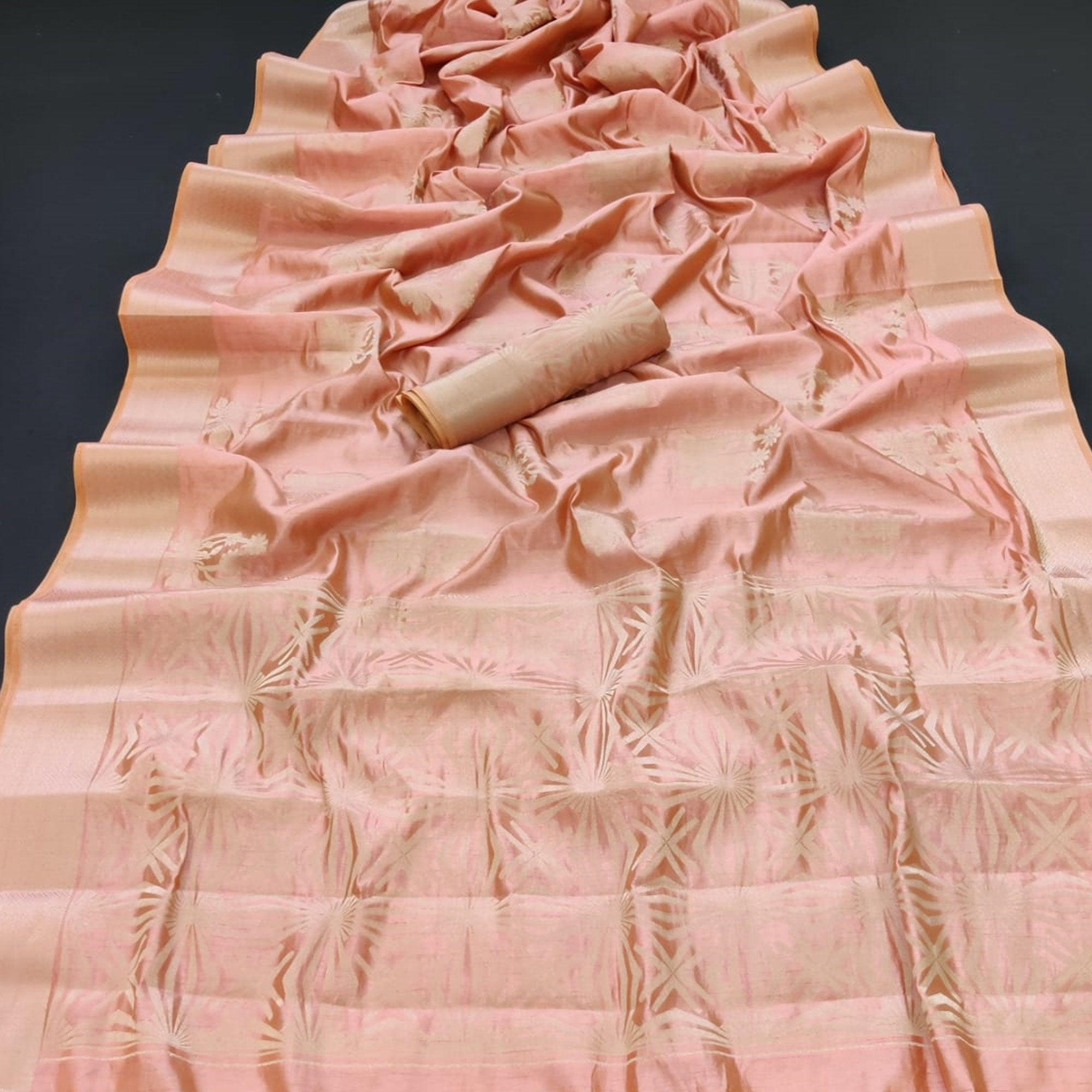 Peach Festive Wear Woven Pure Silk Saree With Butta Pallu - Peachmode