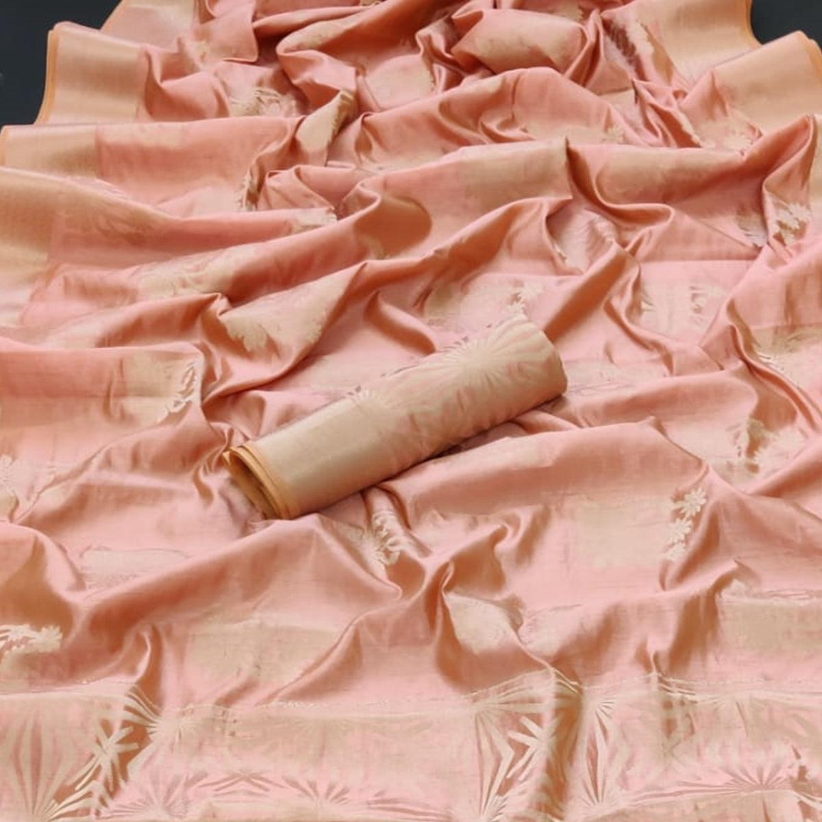Peach Festive Wear Woven Pure Silk Saree With Butta Pallu - Peachmode