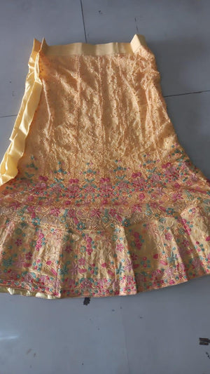 Peach Floral Embroidered Georgette Lehenga - Peachmode