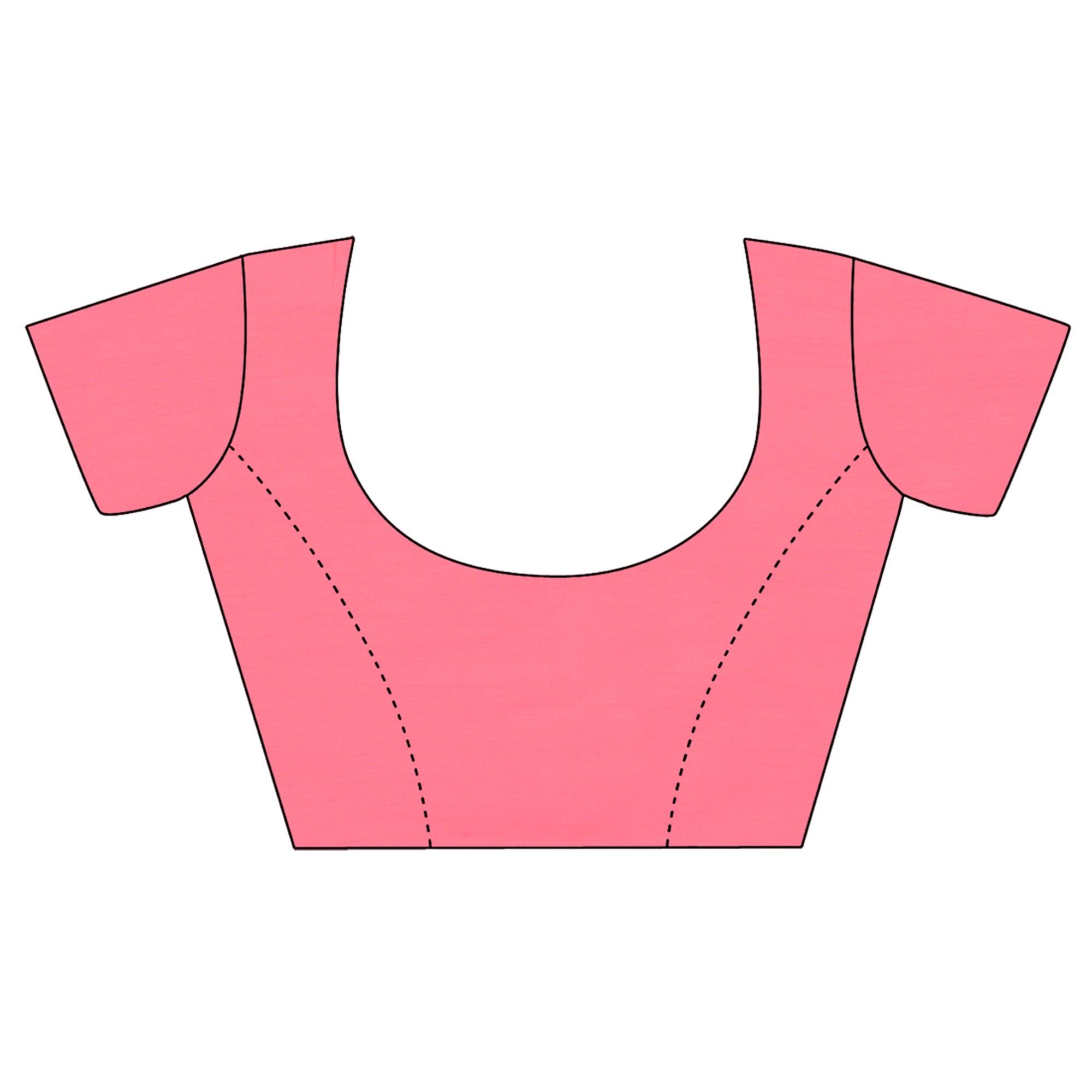 Peach Floral Embroidered With Stonework Organza Saree - Peachmode