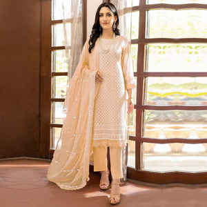 Peach Lucknowi Embroidered Georgette Pakistani Suit - Peachmode