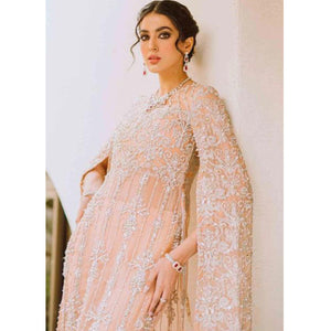 Peach Partywear Embroidered Net Pakistani Suit - Peachmode